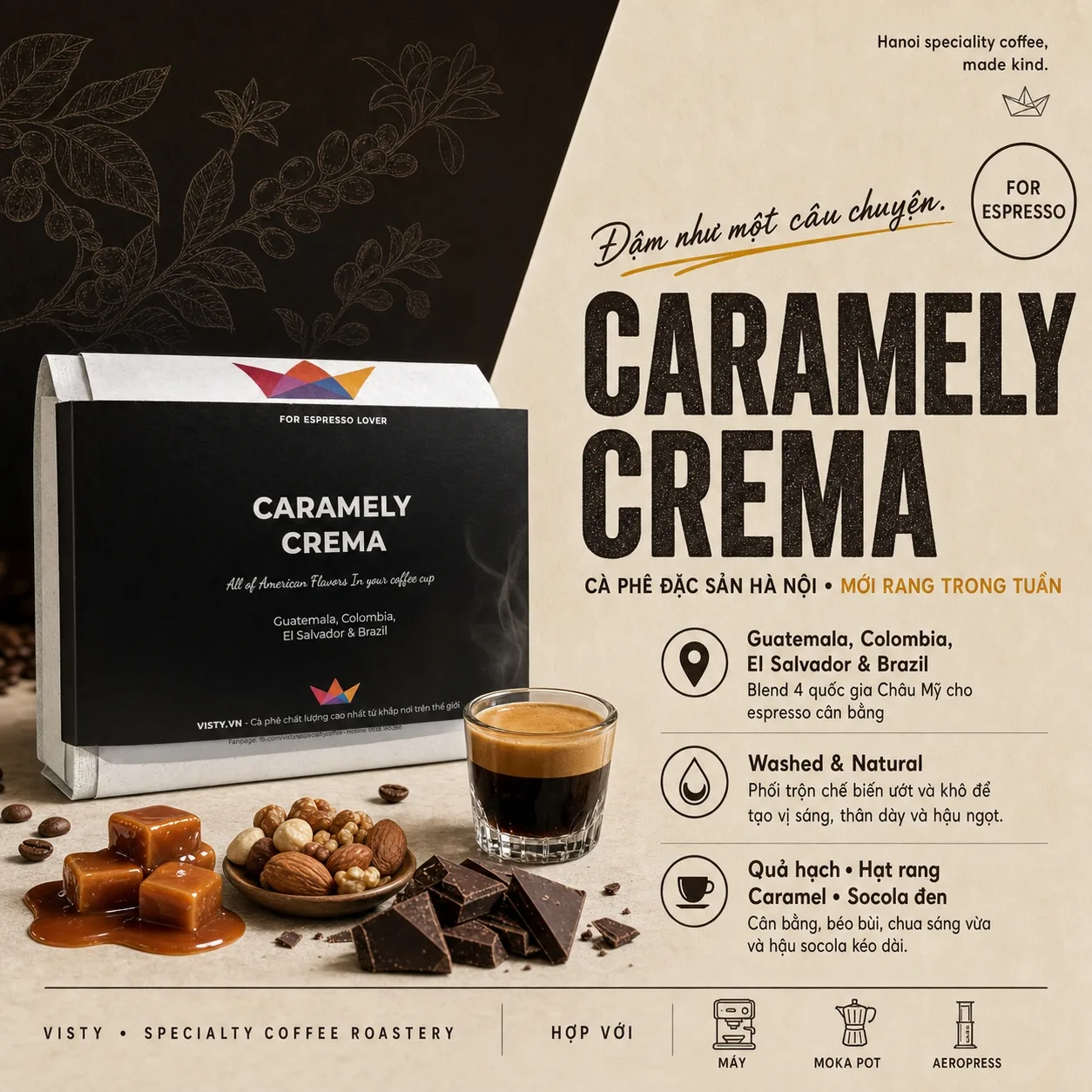 ca phe caramely crema blend chau my espresso 1600w